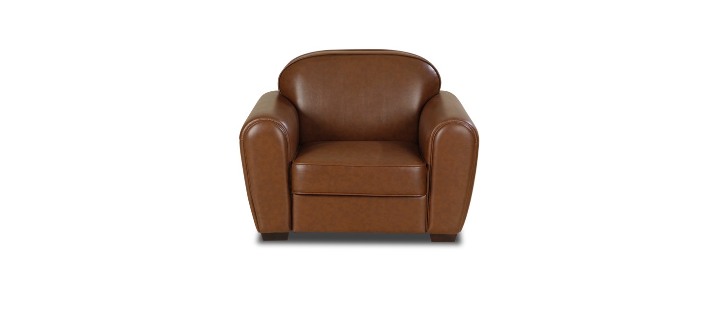 Fauteuil 1 place simili cuir marron club