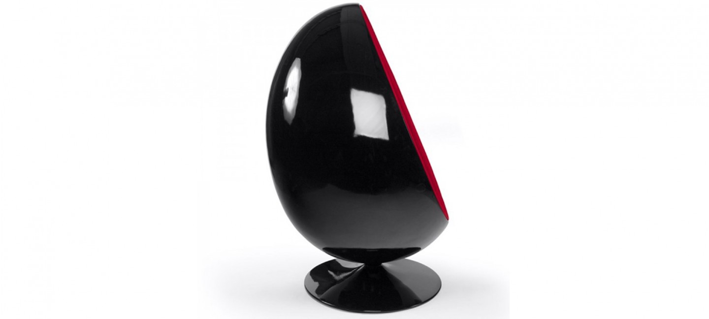 Fauteuil velours rouge oeuf egg chair