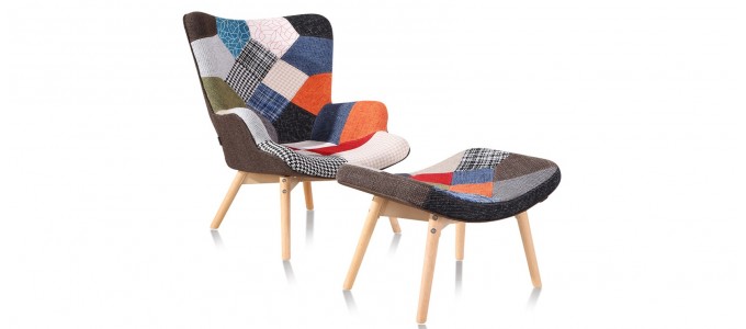 Fauteuil patchwork en tissu - Stockholm