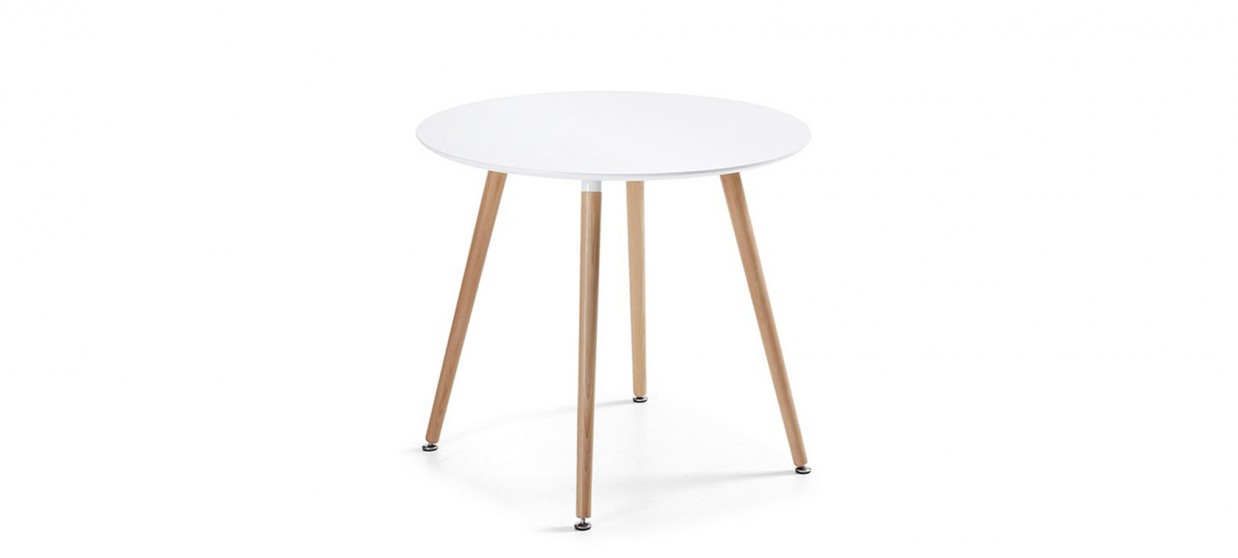 Table à manger ronde design blanche 80cm - Alta