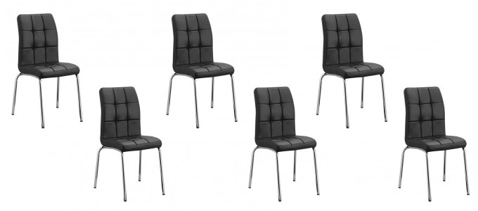 Lot de 6 chaises salle à manger noires - Nursia