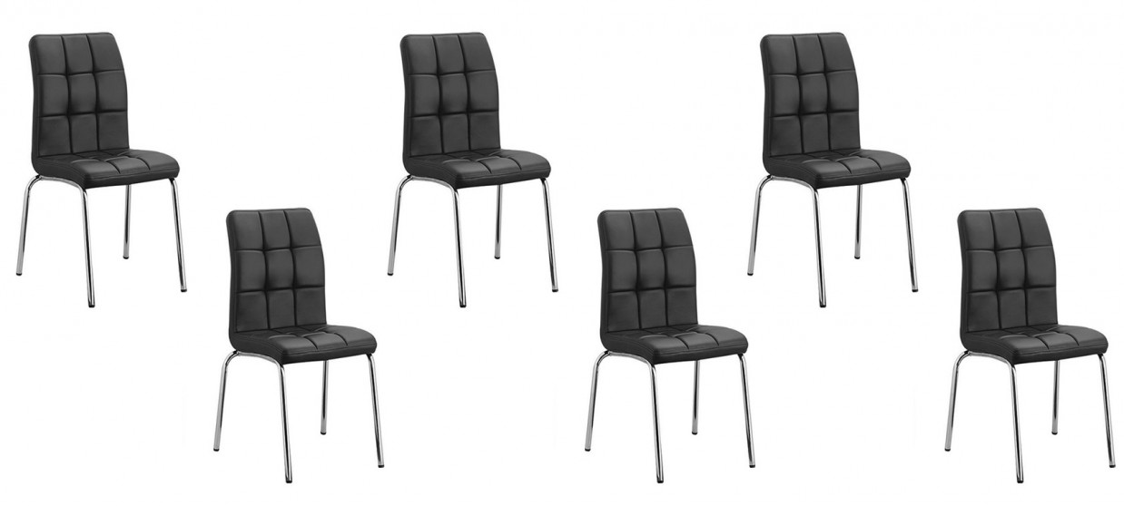 Lot de 6 chaises salle à manger noires - Nursia