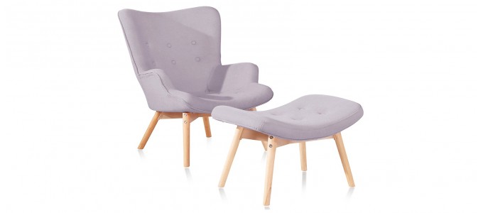 Fauteuil scandinave gris en velours - Stockholm