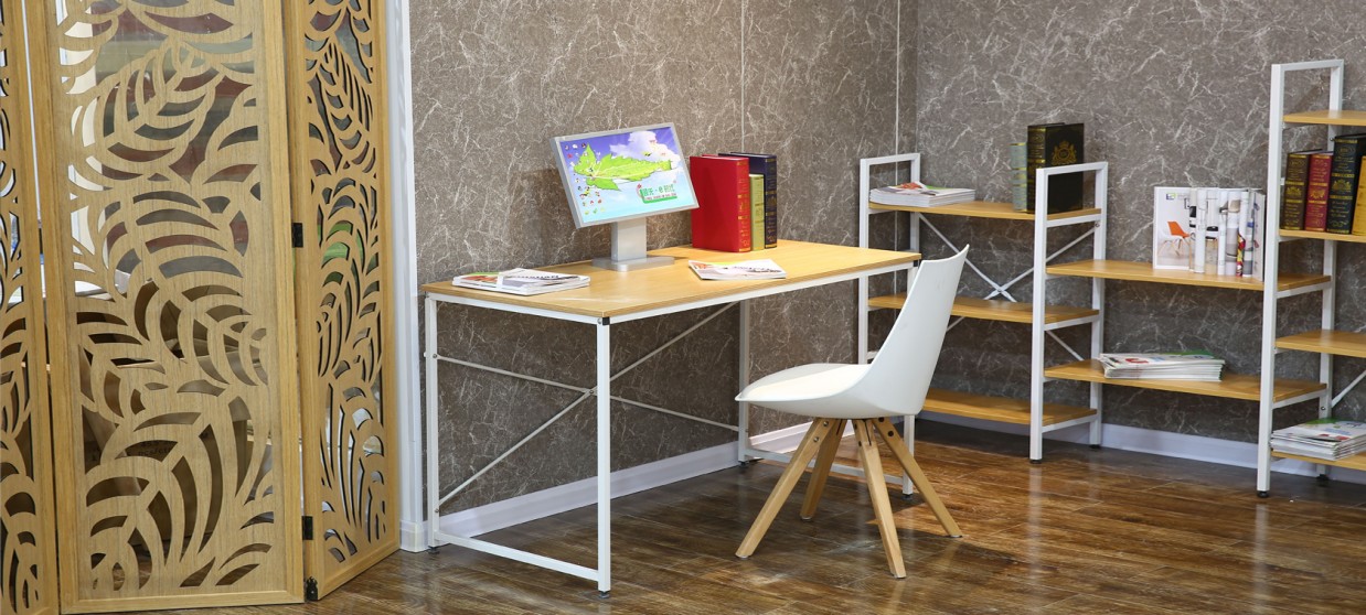 Bureau en bois rétro métal blanc - Tanaro