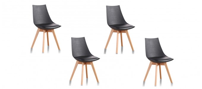 Lot de 4 chaises scandinaves noires - Prague