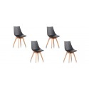 Lot de 4 chaises scandinaves noires - Prague