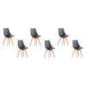 Lot de 6 chaises scandinaves noires - Prague