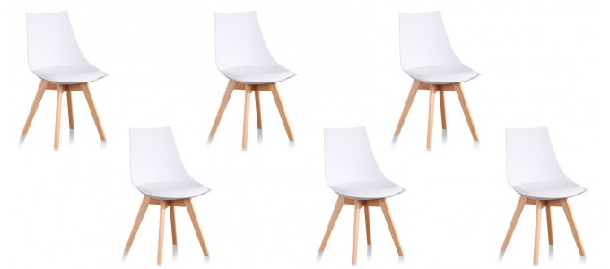 Lot de 6 chaises scandinaves blanches - Prague