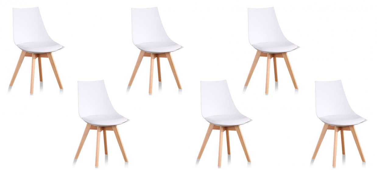 Lot de 6 Chaises Design Blanc Plastique Scandinave Chaise de Salle