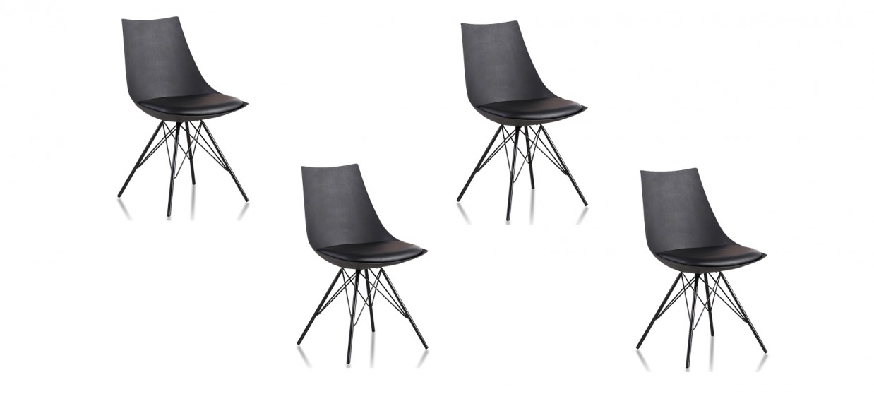 Lot de 4 chaises design noires - Eif