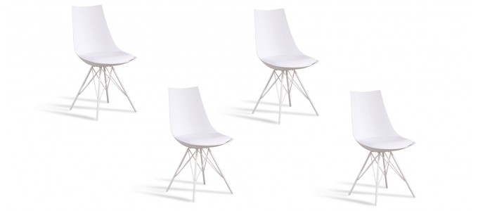 Lot de 4 chaises design blanches - Eif