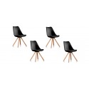 Lot de 4 chaises scandinaves noires- Helsinki