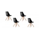 Lot de 4 chaises scandinaves noires- Helsinki