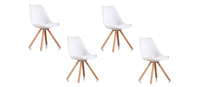 Lot de 4 chaises scandinaves blanches - Helsinki