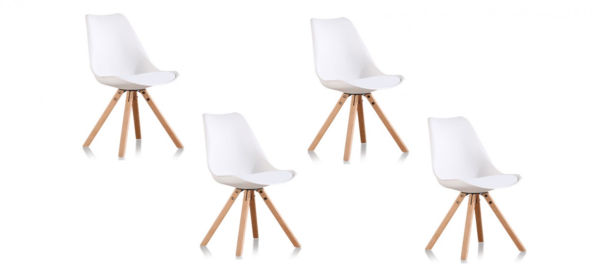 Lot de 4 chaises scandinaves blanches - Helsinki