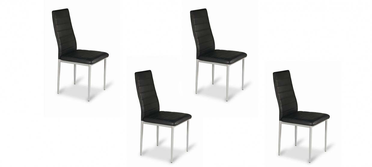 Lot de 4 chaises salle à manger noires - Lena