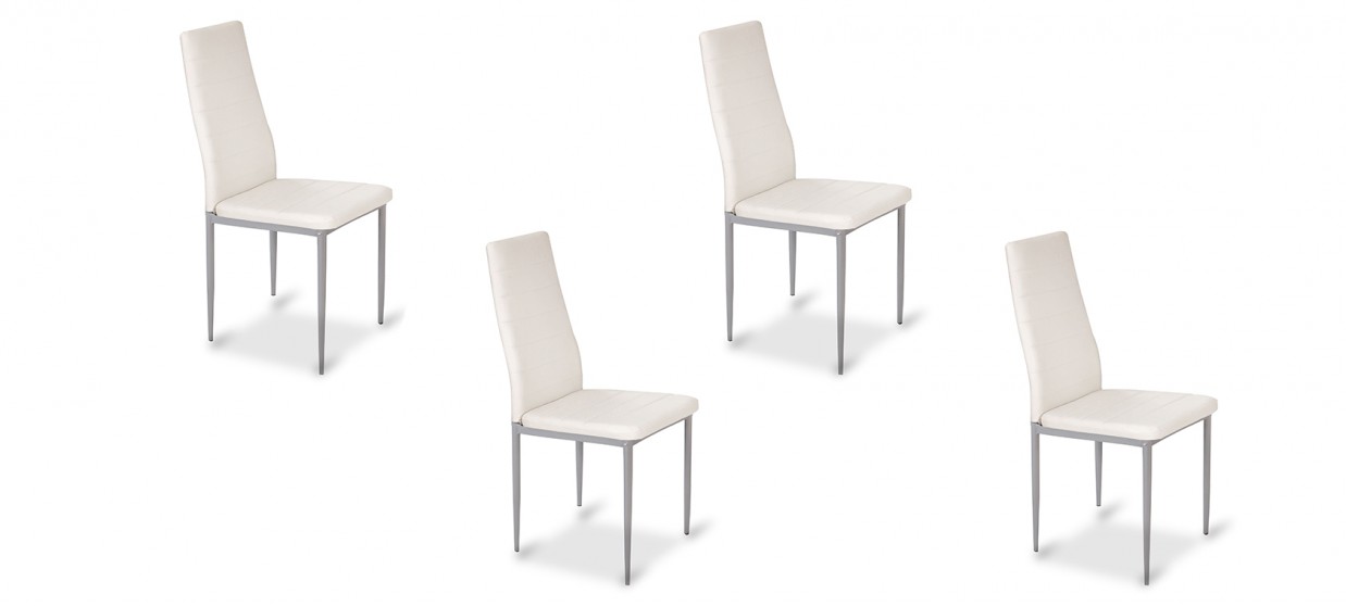 Lot de 4 chaises salle à manger blanches - Lena