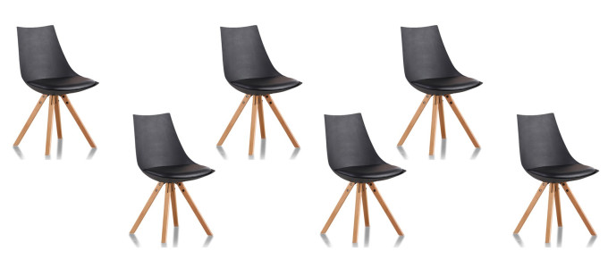 Lot de 6 chaises scandinaves noires - Minsk