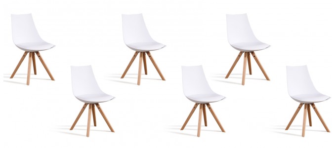 Lot de 6 chaises scandinaves blanches - Minsk