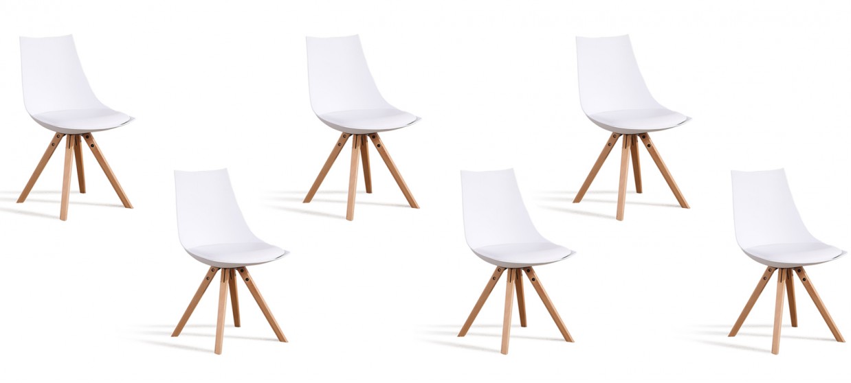 Lot de 6 chaises scandinaves blanches - Minsk