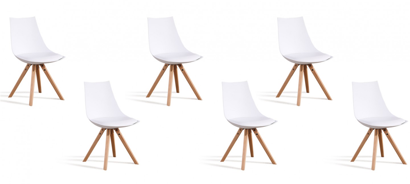 Lot de 6 Chaises Design Blanc Plastique Scandinave Chaise de Salle