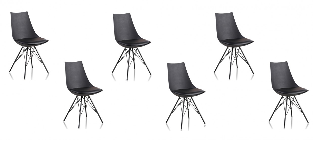 Chaises De 6 Lot Discount Noires Eiffel 0vwmN8n