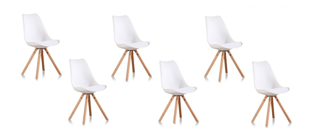 Lot de 6 chaises scandinaves blanches - Helsinki