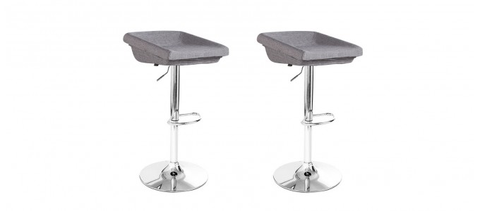 Lot de 2 tabourets de bar en tissu gris - Udine