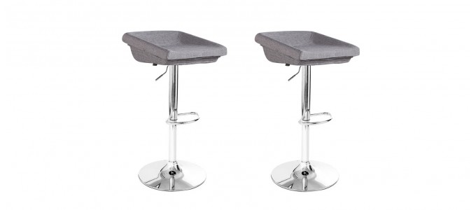 Lot de 2 tabourets de bar en tissu gris - Udine