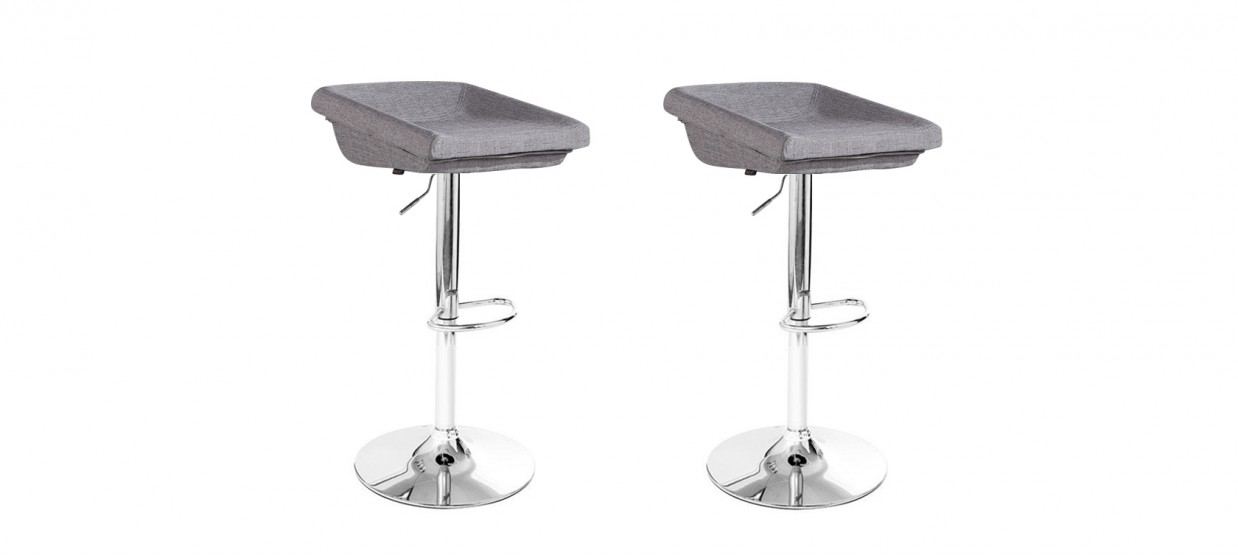 Lot de 2 tabourets de bar en tissu gris - Udine