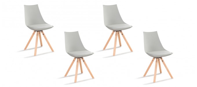 Lot de 4 chaises scandinave grises - Minsk