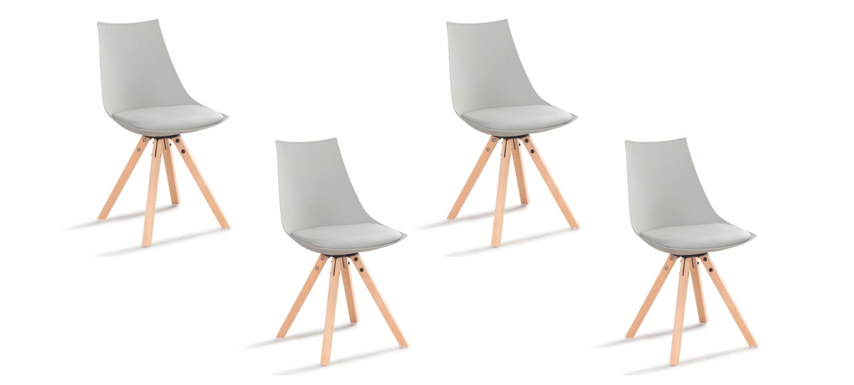 Lot de 4 chaises scandinave grises - Minsk