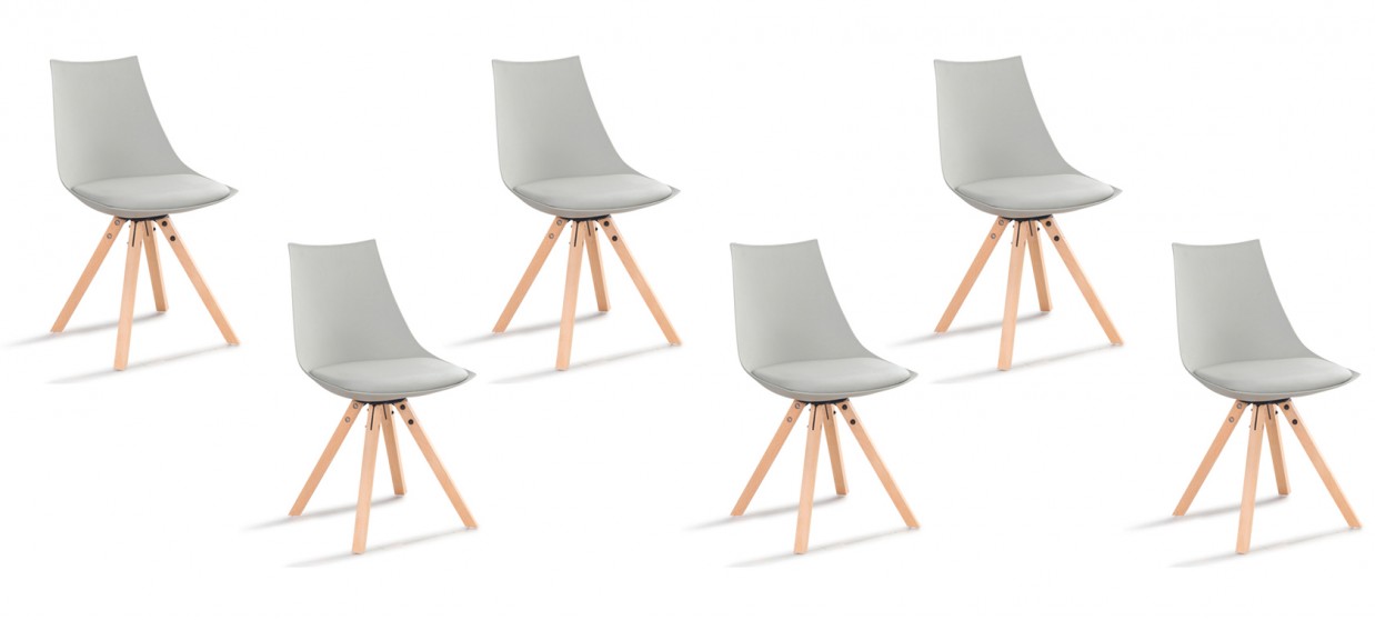 Lot de 6 chaises scandinaves grises - Minsk