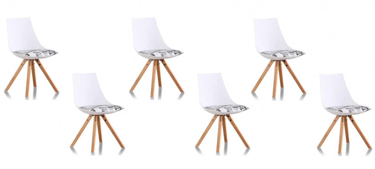 Lot de 6 chaises scandinaves journal - Minsk