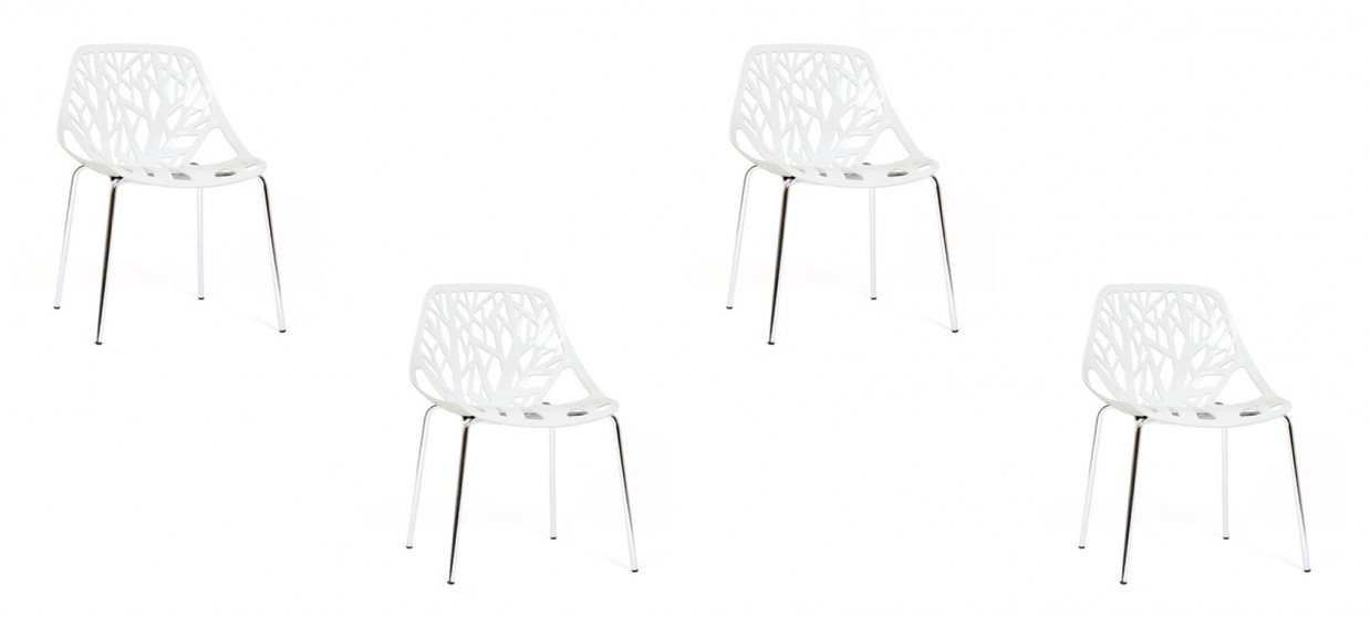 Lot de 4 chaises design blanches - Lily