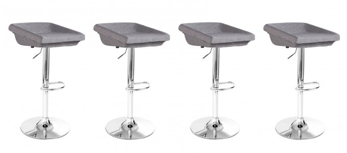 Lot de 4 tabourets de bar en tissu gris - Udine