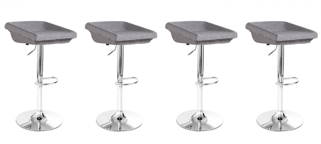Lot de 4 tabourets de bar en tissu gris - Udine