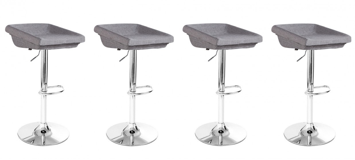 Lot de 4 tabourets de bar en tissu gris - Udine