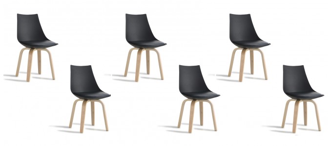 Lot de 6 chaises scandinaves noires - Nicosie