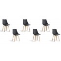 Lot de 6 chaises scandinaves noires - Nicosie