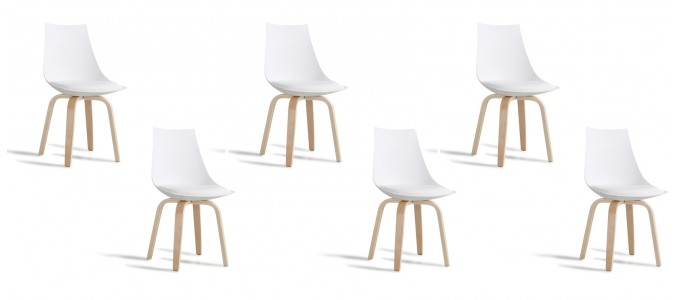 Lot de 6 chaises scandinaves blanches - Nicosie