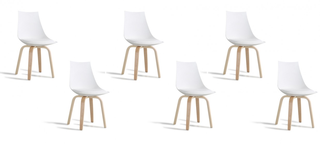 Lot de 6 chaises scandinaves blanches - Nicosie