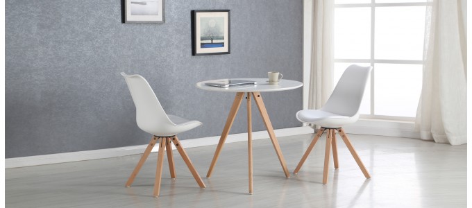 Table à manger scandinave blanche 80cm - Oslo