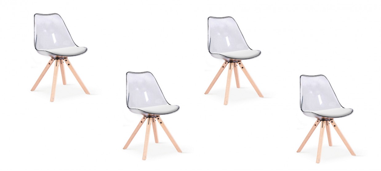 Lot de 4 chaises transparentes polycarbonate - Helsinki