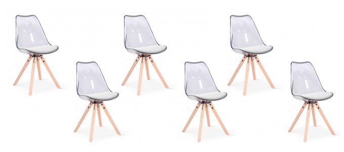 Lot de 6 chaises transparentes polycarbonate - Helsinki