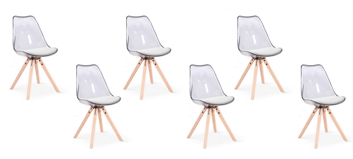 Lot de 6 chaises transparentes polycarbonate - Helsinki