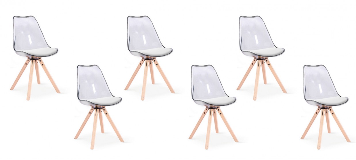 Lot de 6 chaises transparentes polycarbonate - Helsinki