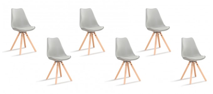 Lot de 6 chaises scandinaves grises - Helsinki