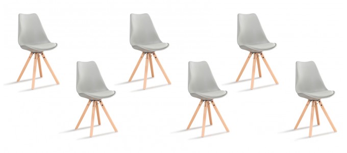 Lot de 6 chaises scandinaves grises - Helsinki