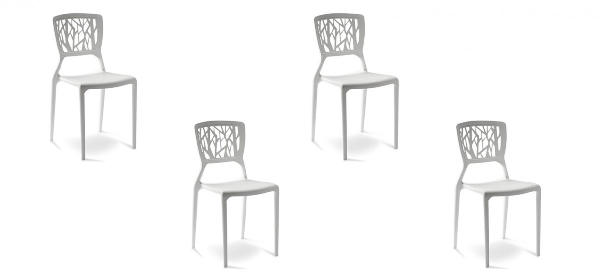 Lot de 4 chaises design blanches - Verdi